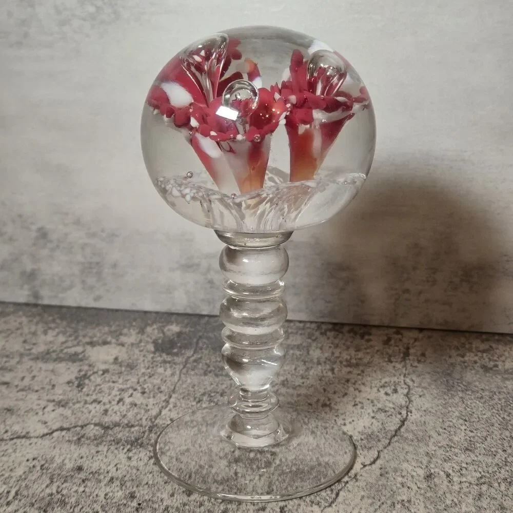 Footed Floral Paperweight on Pedestol 7